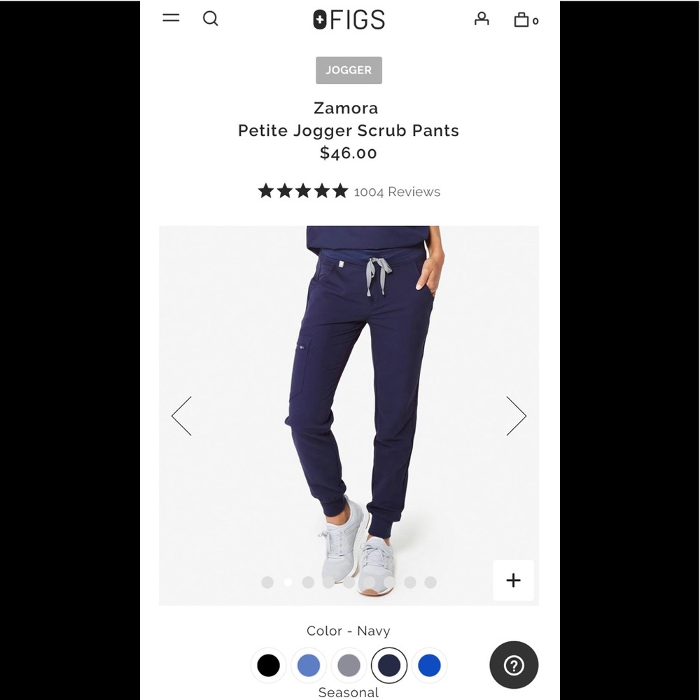 Navy blue Figs Scrub bottoms petite L